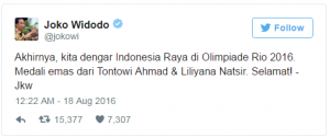 ucapan selamat presiden kepada owi dan butet