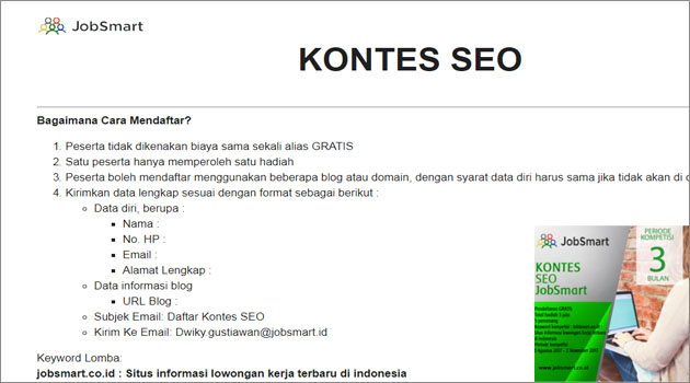 Kontes SEO Jobsmart.co.id  Berita Creo Kreasi