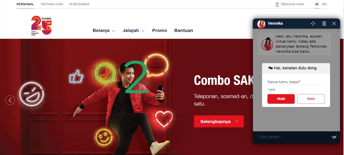 Tanya Veronika Asisten Virtual di situs telkomsel